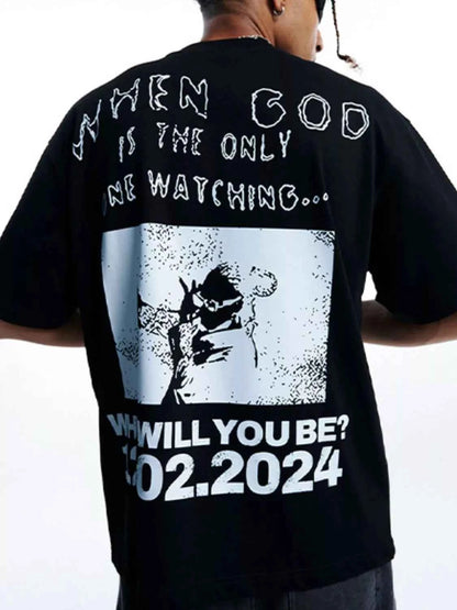 Men's Round Neck Graphic Statement T-Shirt