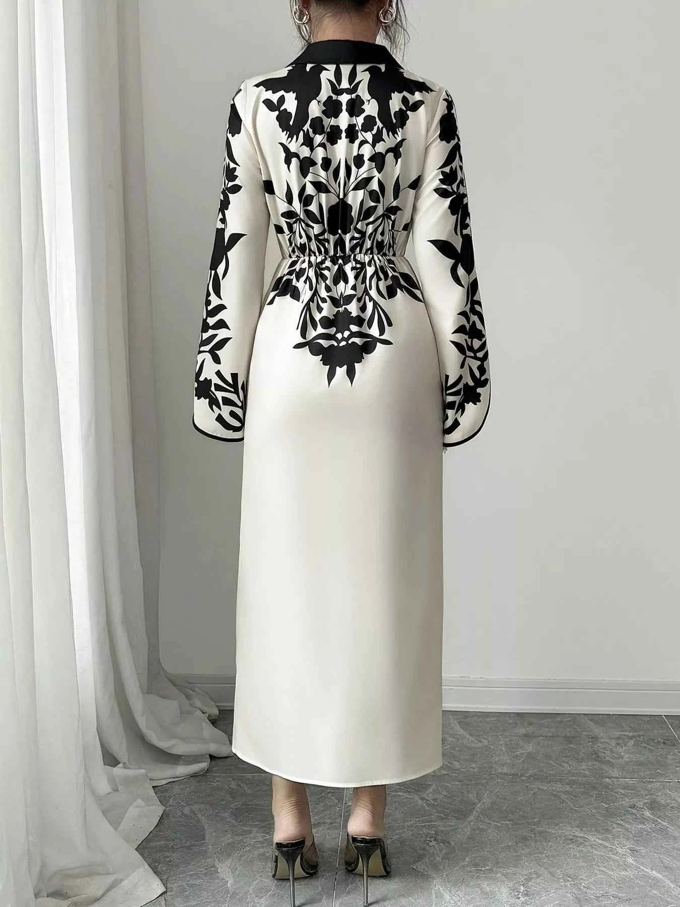 Slit Long Sleeve Wrap Midi Dress