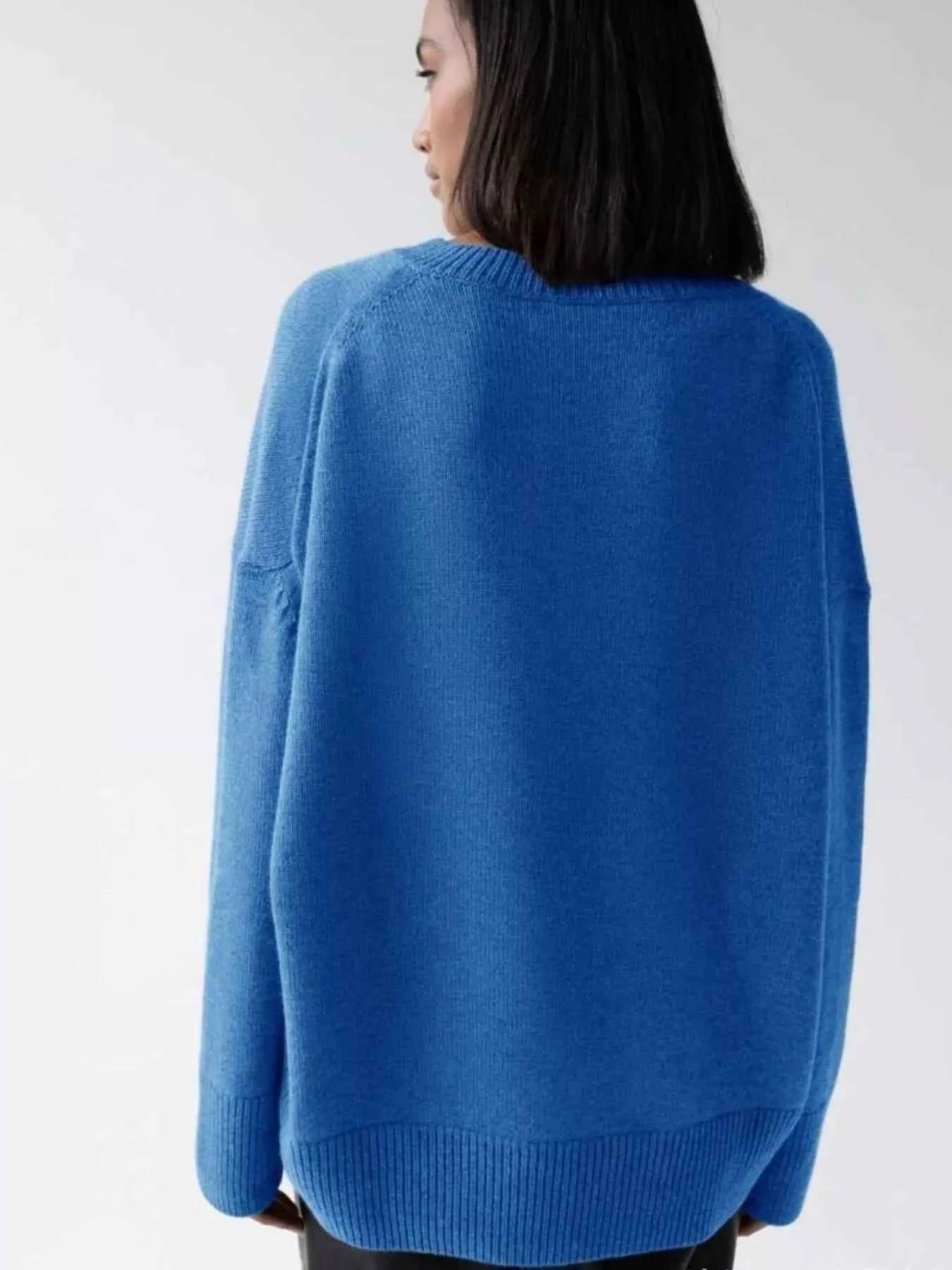 Ribbed Hem Round Neck Sweater