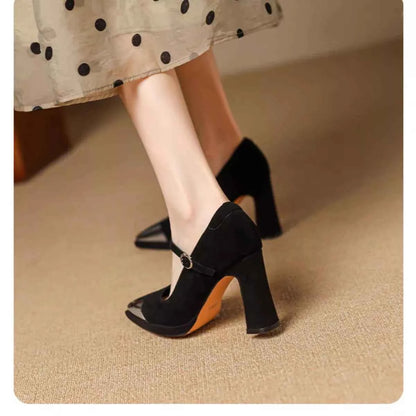 Point Toe Block Heels Pumps