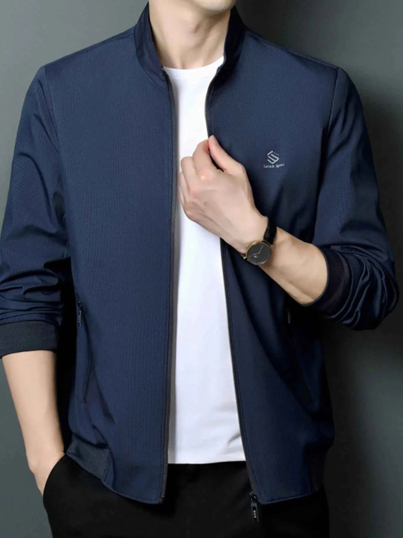 Men's Plus Size Zip Up Long Sleeve Jacket