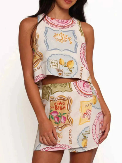 Printed Tank and Skort Two-Piece Set