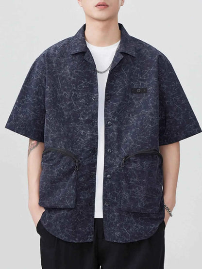 Men's Plus Size Button Up Half Sleeve Shirt