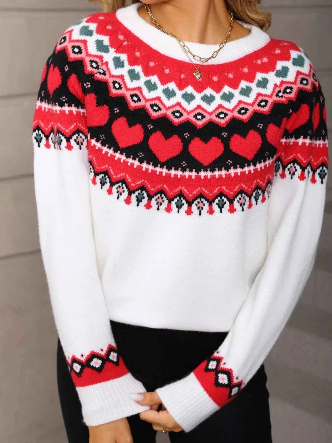Valentine's Day Heart Pattern Knitted Sweater