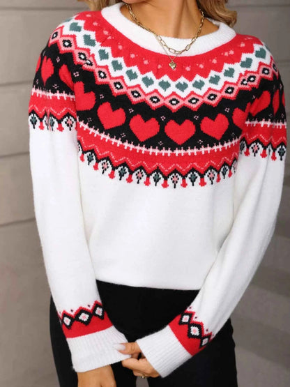 Valentine's Day Heart Pattern Knitted Sweater