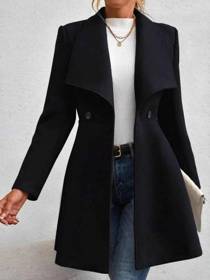 Double-Breasted Wool Blend Coat