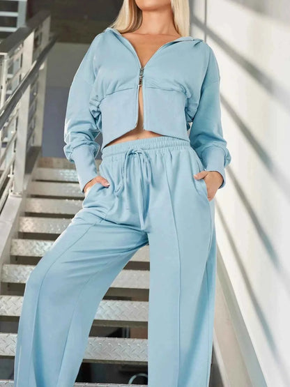 Zip-Up Hoodie and Pants Active Set