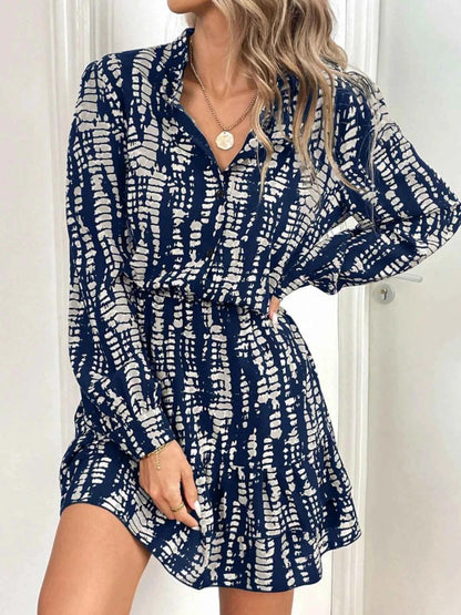 Ruffled Hem Long Sleeve Mini Dress