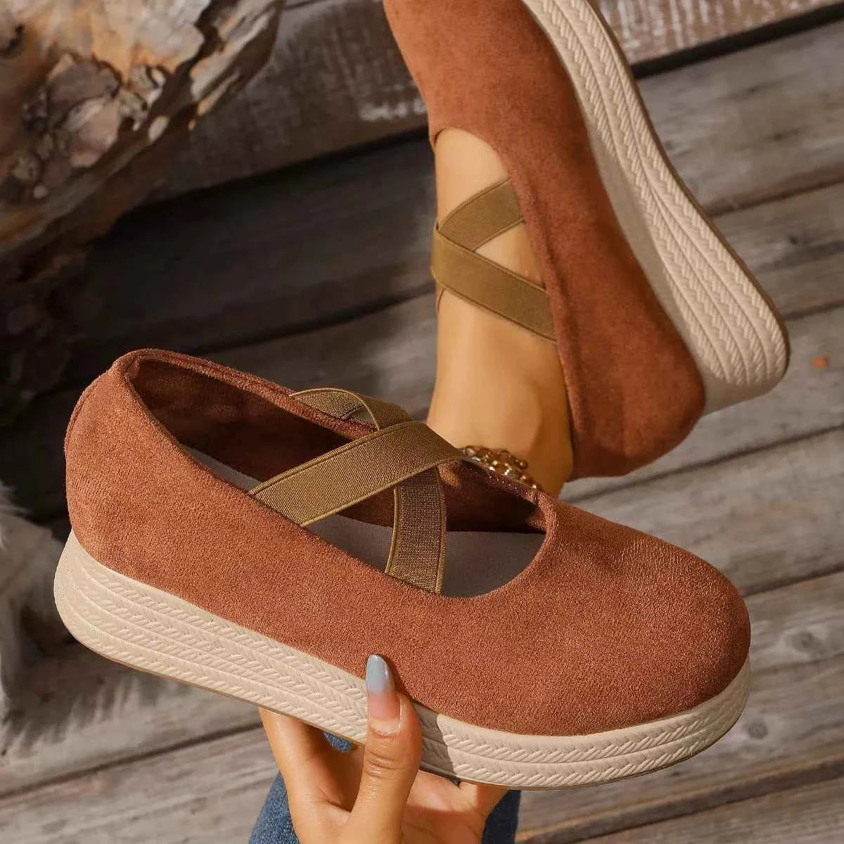 Crisscross Wedge Slip-Ons