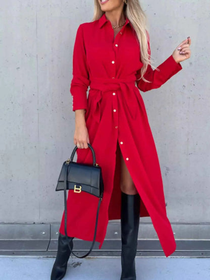 Full Size Button Front Shirt Dress Plus Size