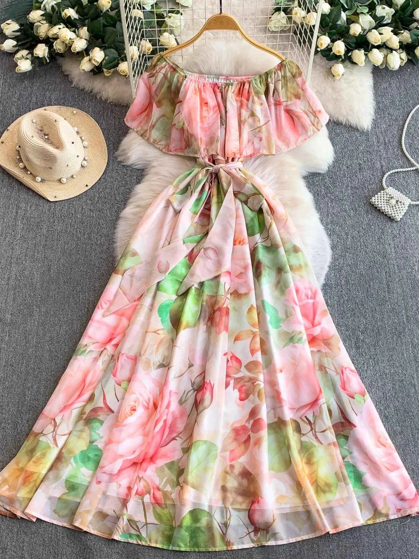 Floral Off-Shoulder A-Line Dress