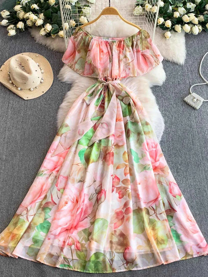Floral Off-Shoulder A-Line Dress