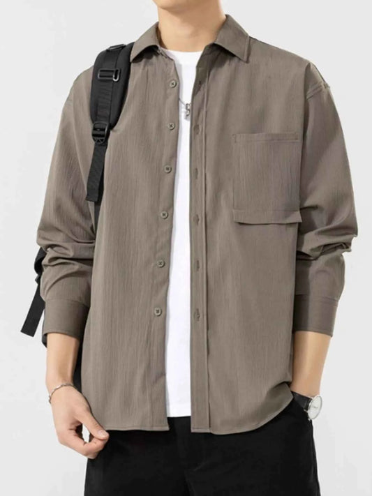 Men's Plus Size Button Up Long Sleeve Shirt