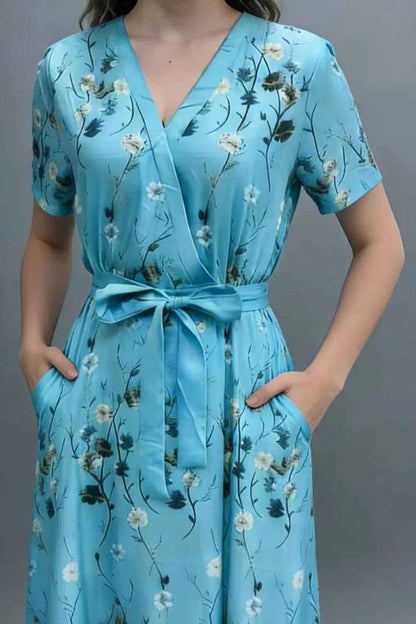 Floral Print Wrap Maxi Dress