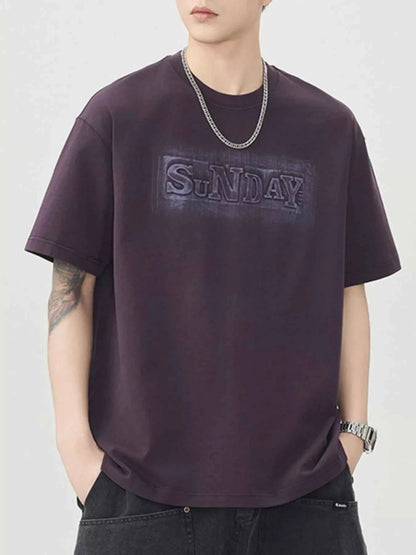 Men's Plus Size Letter Round Neck Short Sleeve T-Shirt