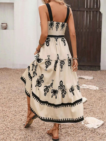 Smocked Wide Strap Tiered Dress