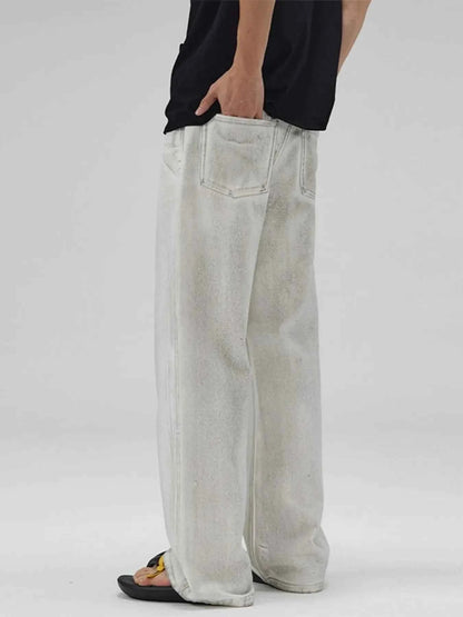 Men's Full Size Washed Wide Leg Jeans Plus Size