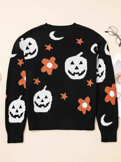 Halloween Gothic Pattern Long Sleeve Sweater