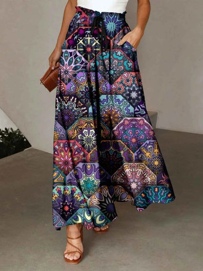 Printed Maxi Skirt with Pockets
