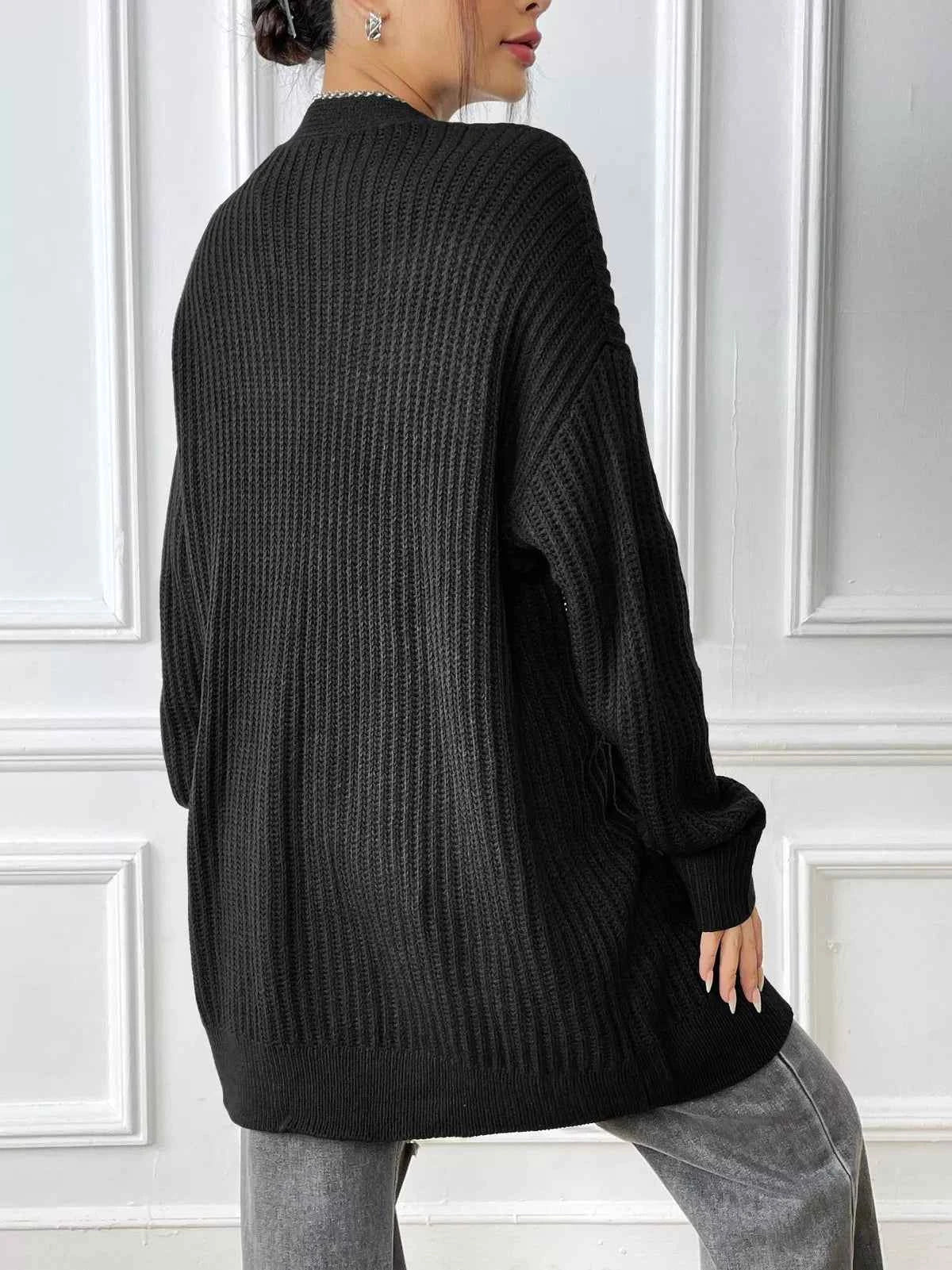 Open Front Drop Shoulder Cardigan