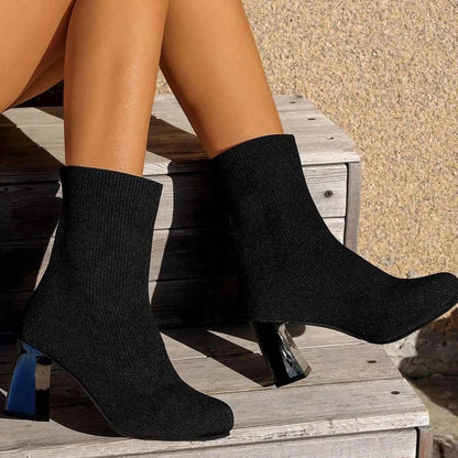 Round Toe Block Heels Boots