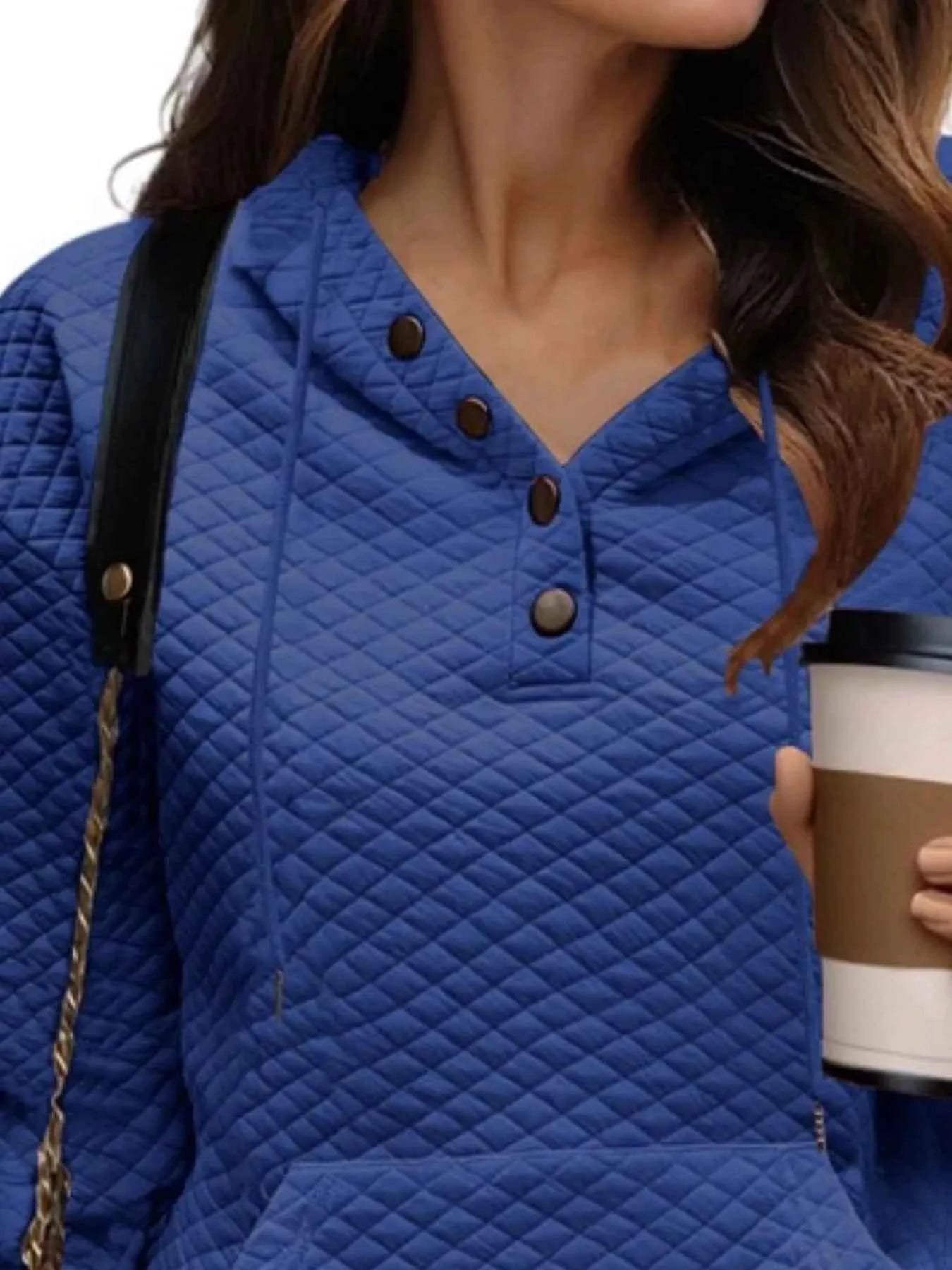 Drawstring Textured Dropped Shoulder Hoodie