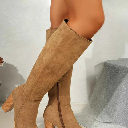Point Toe Block Heels Boots