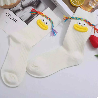 Cartoon Ribbed Knit Crew Socks