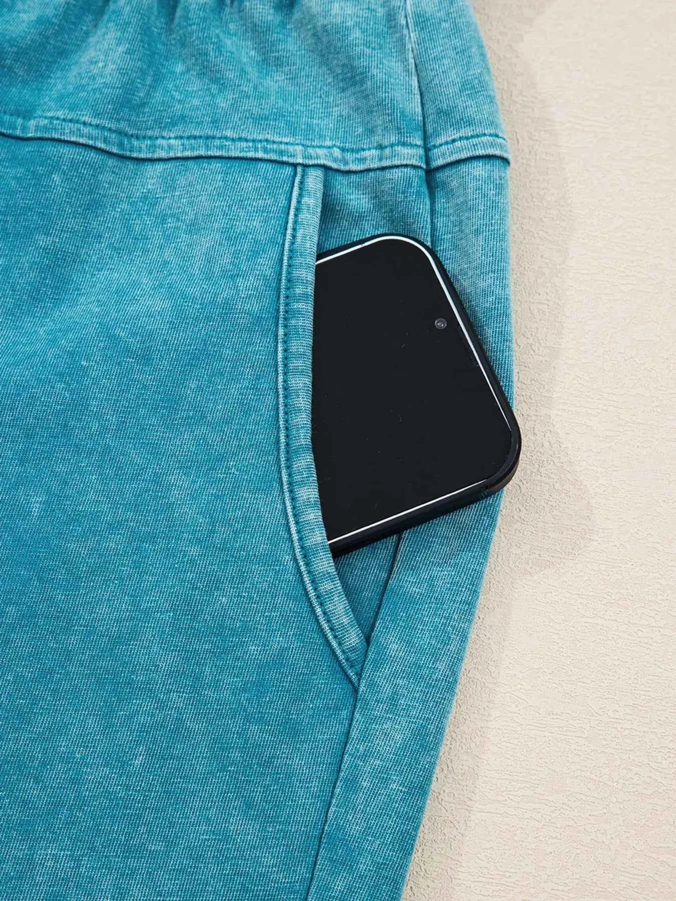 Mineral Wash High Waist Patched Pocket Pants