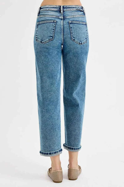RISEN Full Size High Rise Crop Boyfriend Jeans Plus Size