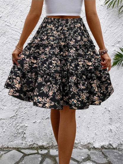 Floral Print Midi Skirt