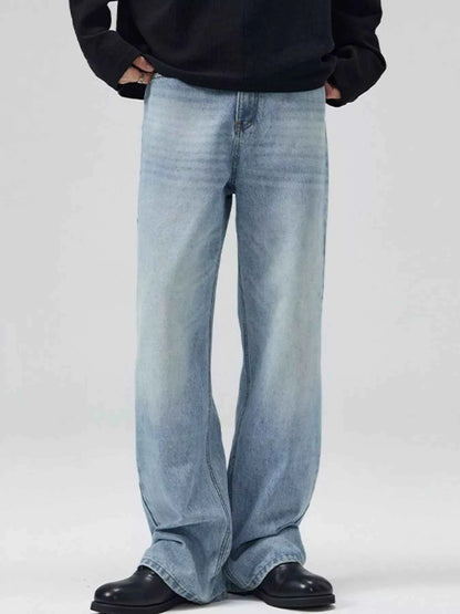 Men's Full Size Washed Wide Leg Jeans Plus Size