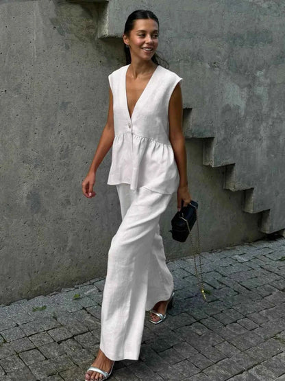 V-Neck Vest and Pants Set