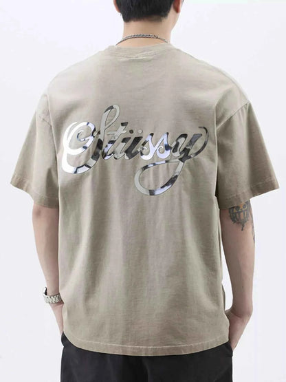 Men's Plus Size Oversized Round Neck Letter Graphic T-Shirt