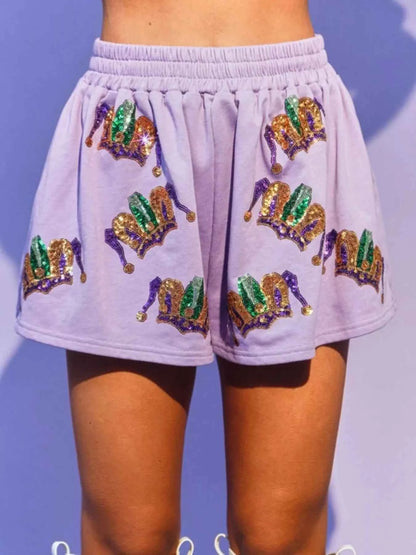 Sequin Round Neck Top and Shorts Set