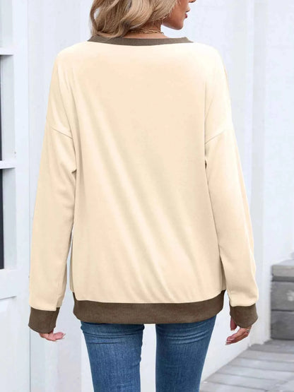 Contrast Trim Long Sleeve Sweatshirt