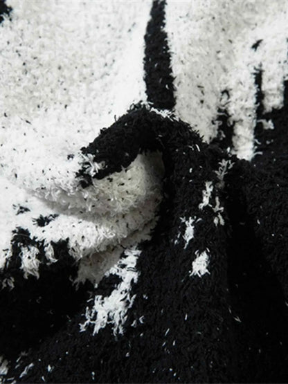 Men's Contrast Round Neck Long Sleeve Sweater