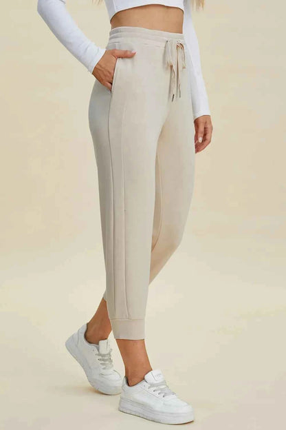 Basic Bae Full Size Air Scuba Drawstring High Waist Cropped Pants