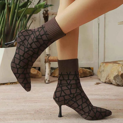 Mesh Point Toe Stiletto Boots