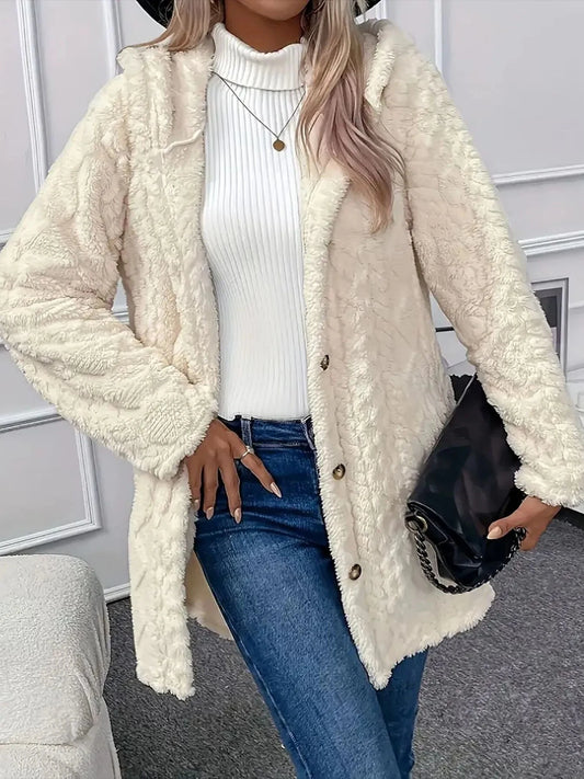 Faux Fur Teddy Coat with Button Front