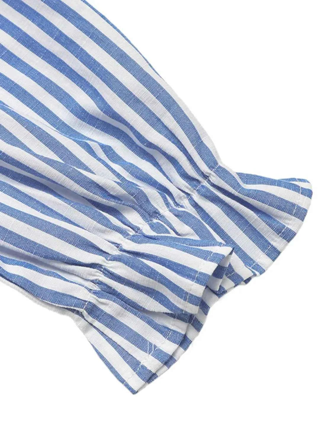 Striped Half Sleeve Mini Shirt Dress