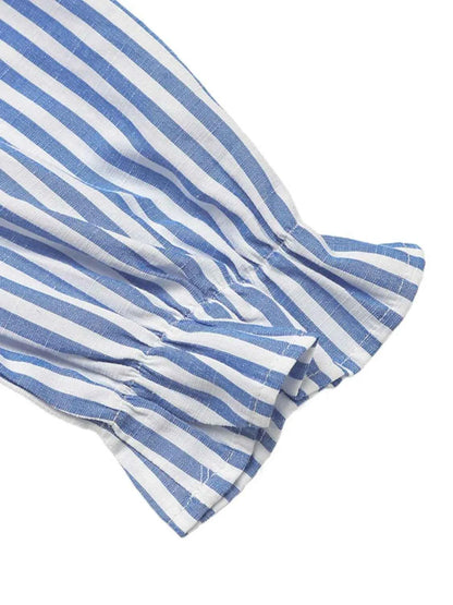 Striped Half Sleeve Mini Shirt Dress