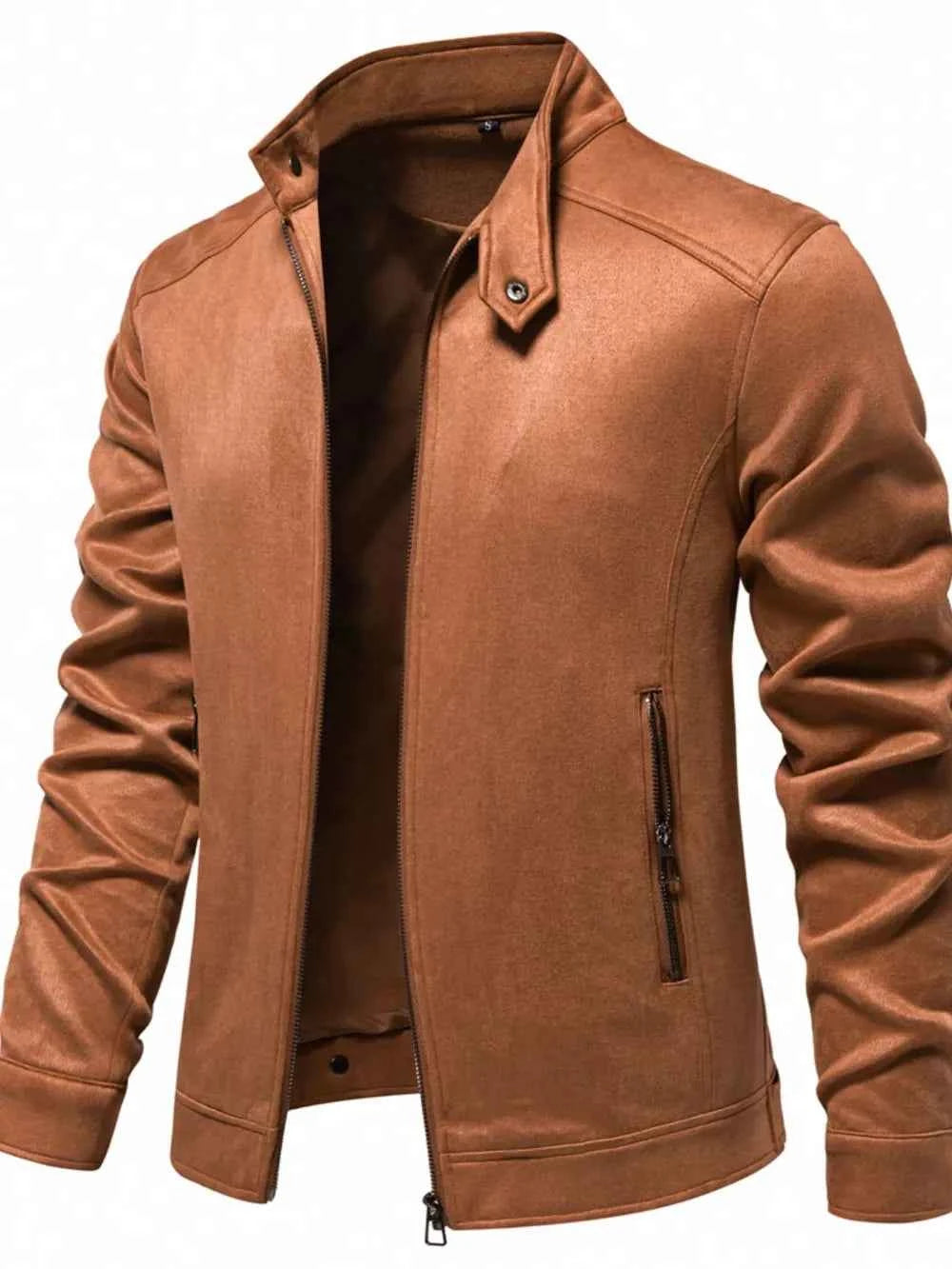 Men's Zip Up Long Sleeve Biker Jacket