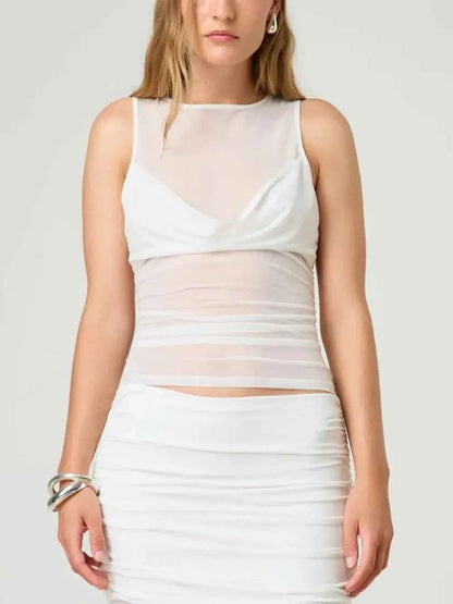 Ruched Round Neck Tank