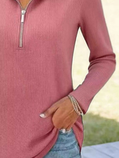 Half Zip Long Sleeve Knit Top