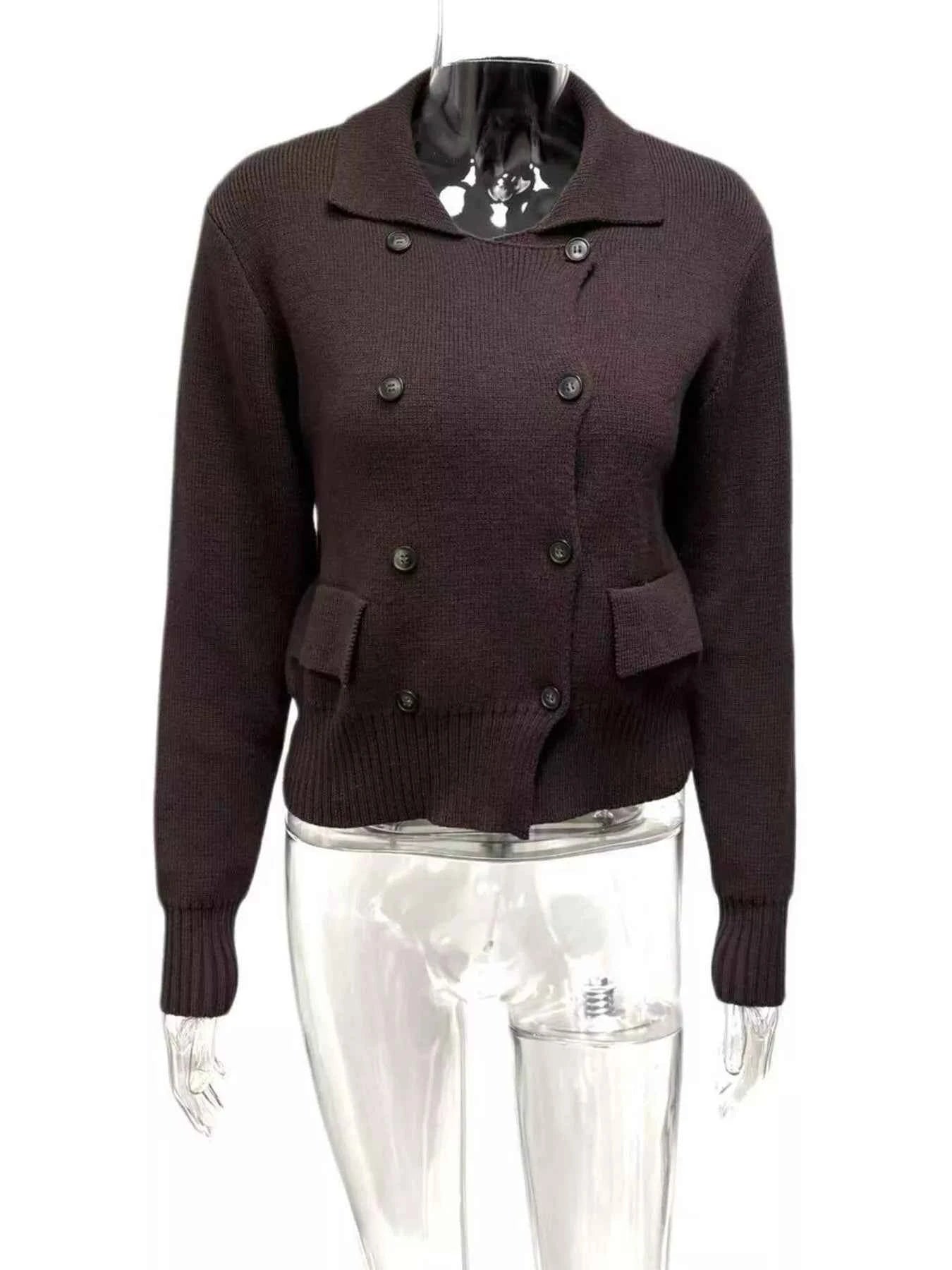 Double-Breasted Knit Cardigan