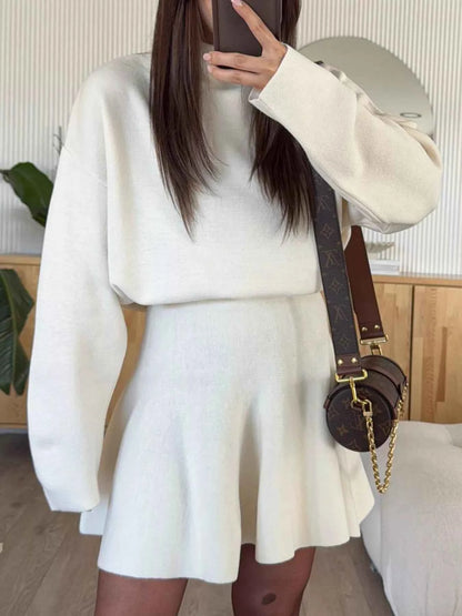 Round Neck Long Sleeve Mini Sweater Dress