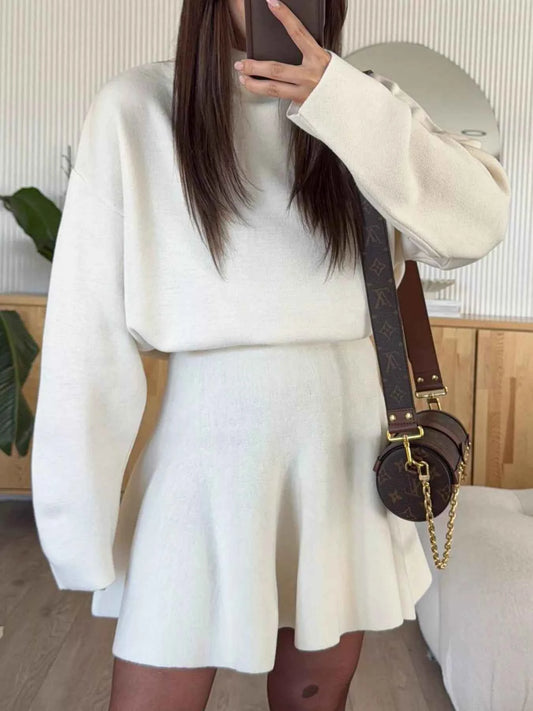 Round Neck Long Sleeve Mini Sweater Dress