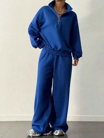 Half-Zip Long Sleeve Sweatshirt and Pants Set