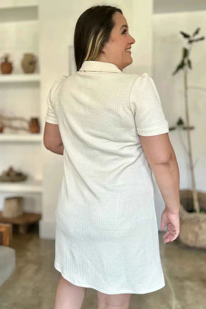 Double Take Full Size Texture Short Sleeve Dress